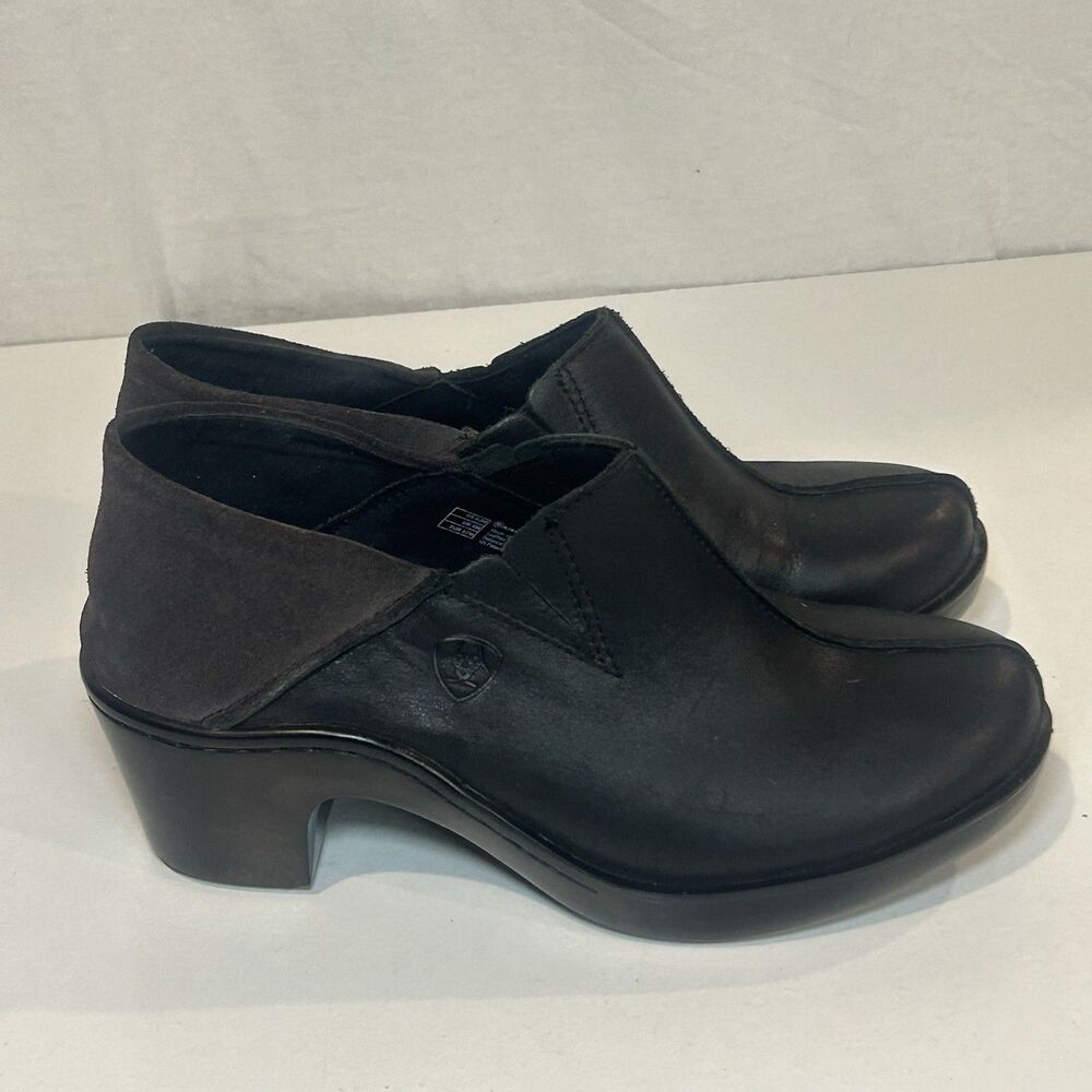 Ariat Women’s Kickback Leather Clogs/ Suede Heel Cup Black Size 6.5 B